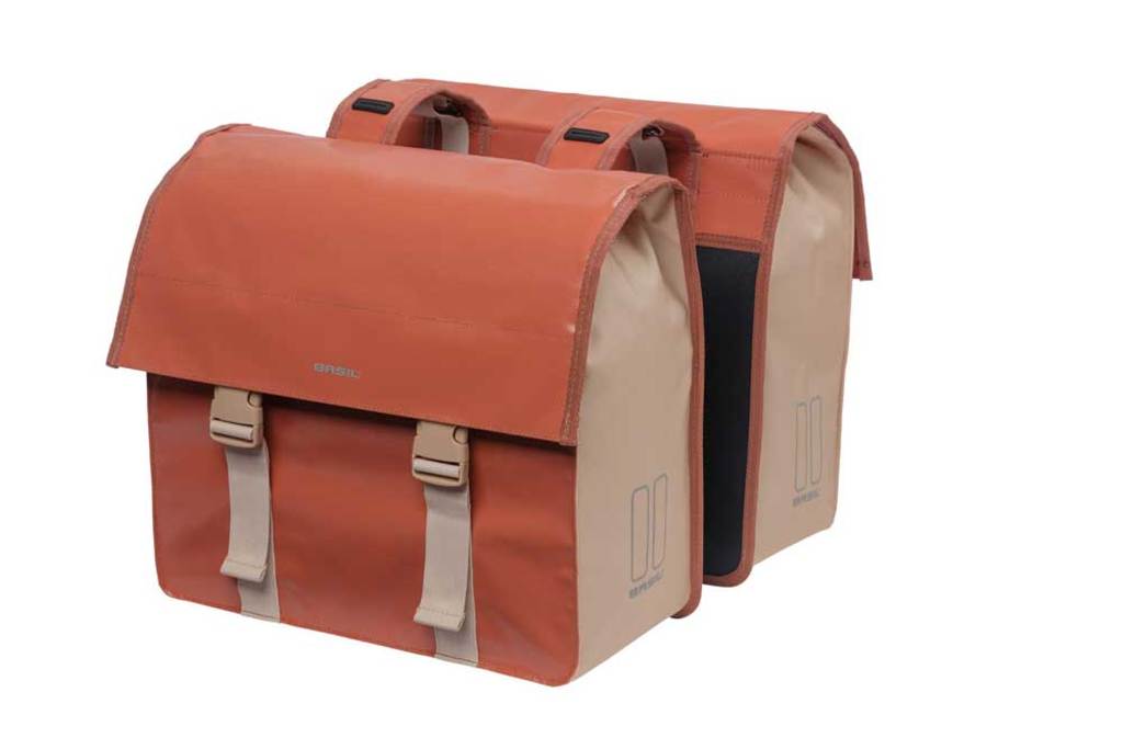 Dubbele Fietstas - Basil Urban Load - Terra Red/Rose - 48-53 Liter Dubbele Fietstas - Basil Urban Load - Terra Red/Rose - 48-53 Liter
